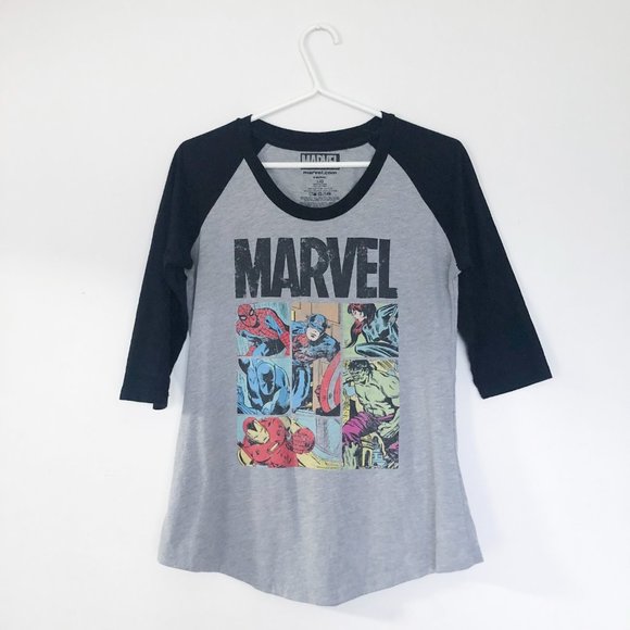 Marvel long sleeve graphic tee Baseball style t-shirt women’s size large - Picture 1 of 5